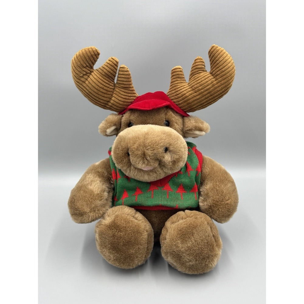 Vintage Commonwealth Christmas Moose Plush In Holiday Sweater 12" No Tag